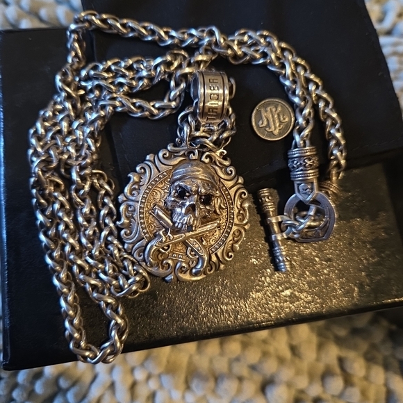 Kight Rider Silver Skull Pendant Necklace 30in 125g - Picture 6 of 8